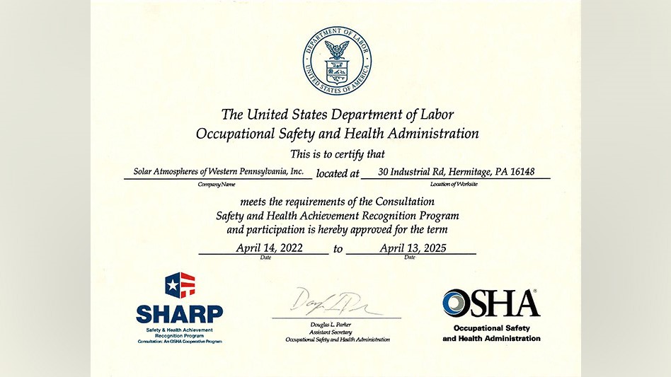 Solar Atmospheres of Western PA retains SHARP accreditation