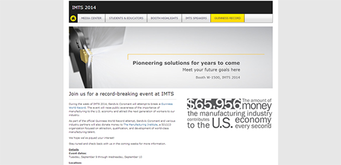 Join Sandvik Coromant for a recordbreaking event at IMTS Today's