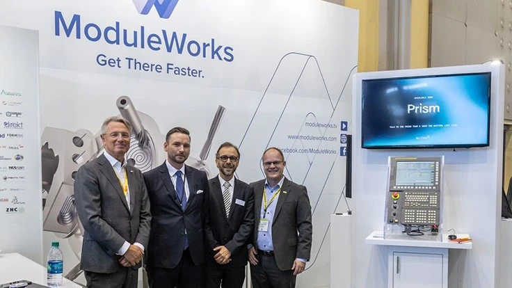 From left to right: Björn Rosengren (President and CEO of Sandvik AB); Anders Lindh (President of Applied Manufacturing Technologies at Sandvik Machining Solutions); Yavuz Murtezaoglu (Managing Director of ModuleWorks); Klas Forsstörm (President of the Sandvik Machining Solutions Business Area)