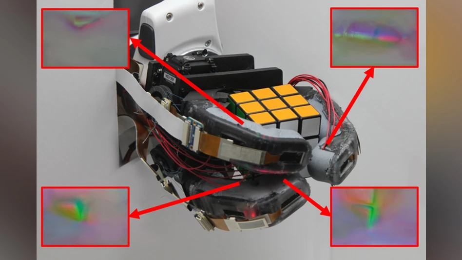 MIT researchers developed a soft-rigid robotic finger that incorporates powerful sensors along its entire length, enabling them to produce a robotic hand that could accurately identify objects after only one grasp.