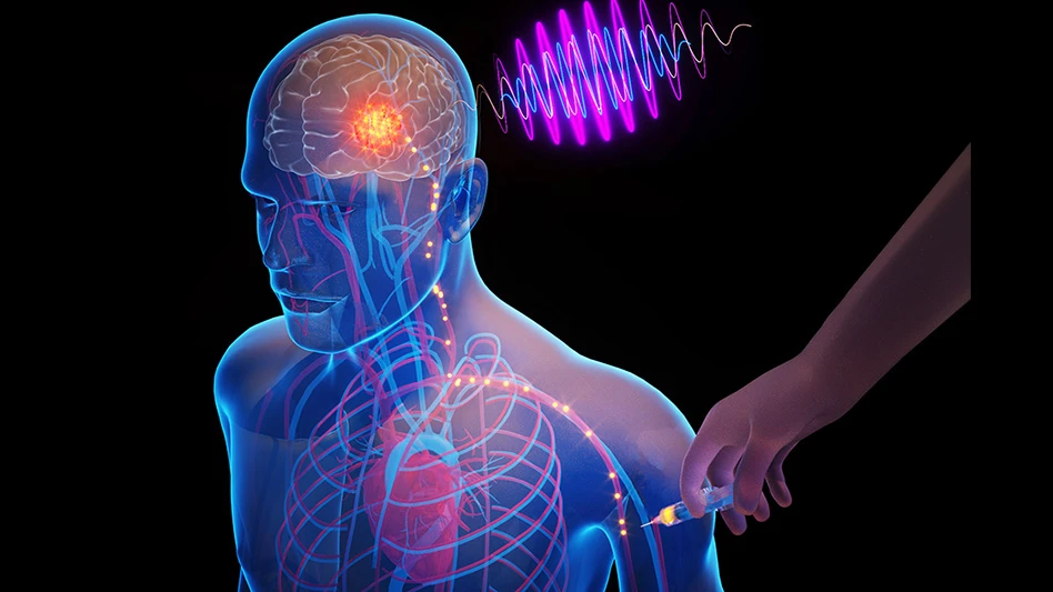 Microscopic bioelectronic devices could one day travel through the body’s circulatory system and autonomously self-implant in a target region of the brain. These “circulatronics” can be wirelessly powered to provide focused electrical stimulation to a precise region of the brain.