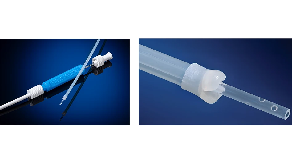 image of cleancapture aspiration catheter on the left and on the right is the patent-pending cleancapture tip