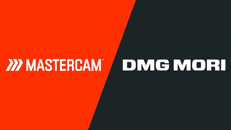 mastercam logo on left; dmg mori logo on right