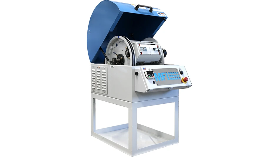A centrifugal barrel tumbler finishing machine